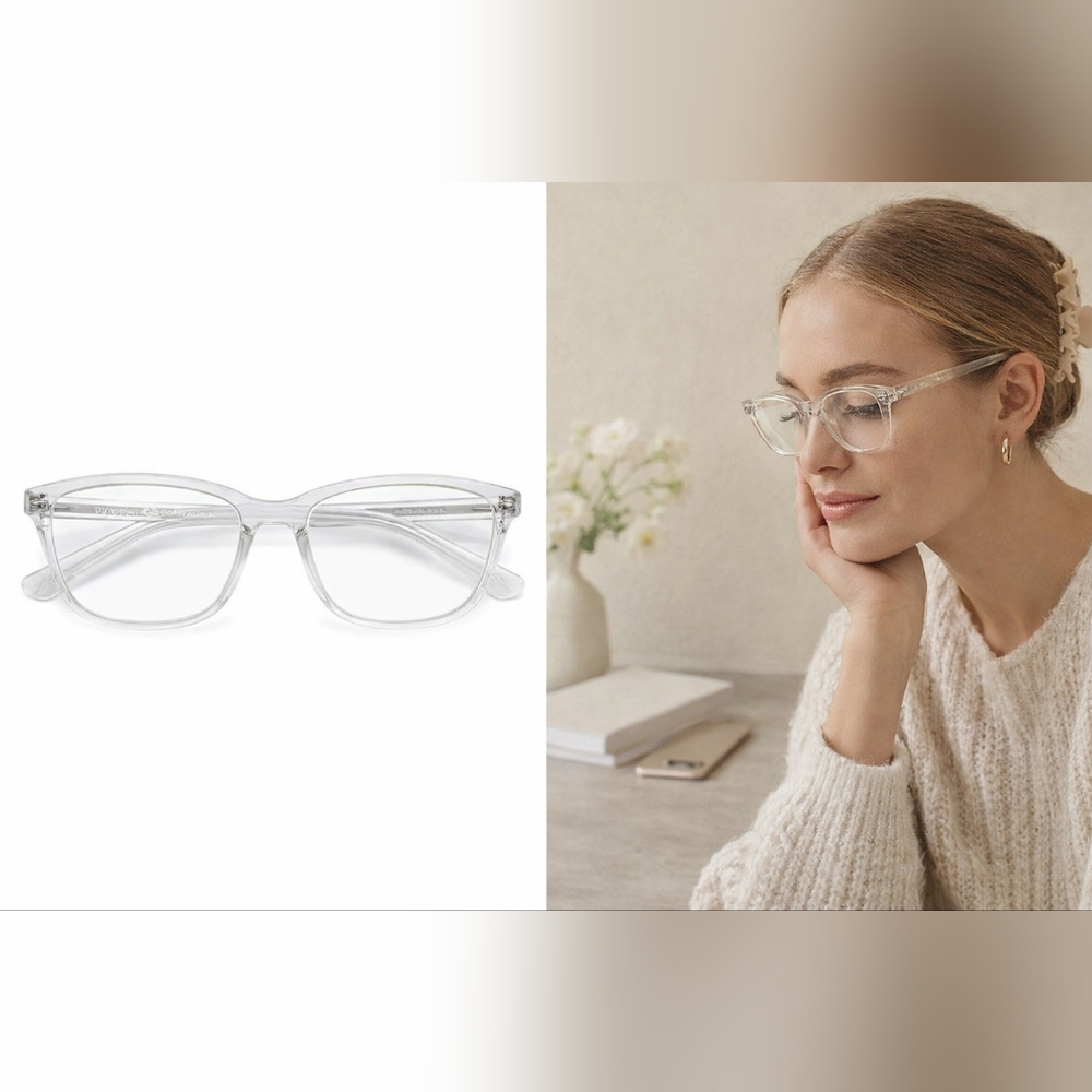 Eyebuydirect Clear Transparent Square Eyeglasses Frames Only Lenses Unisex